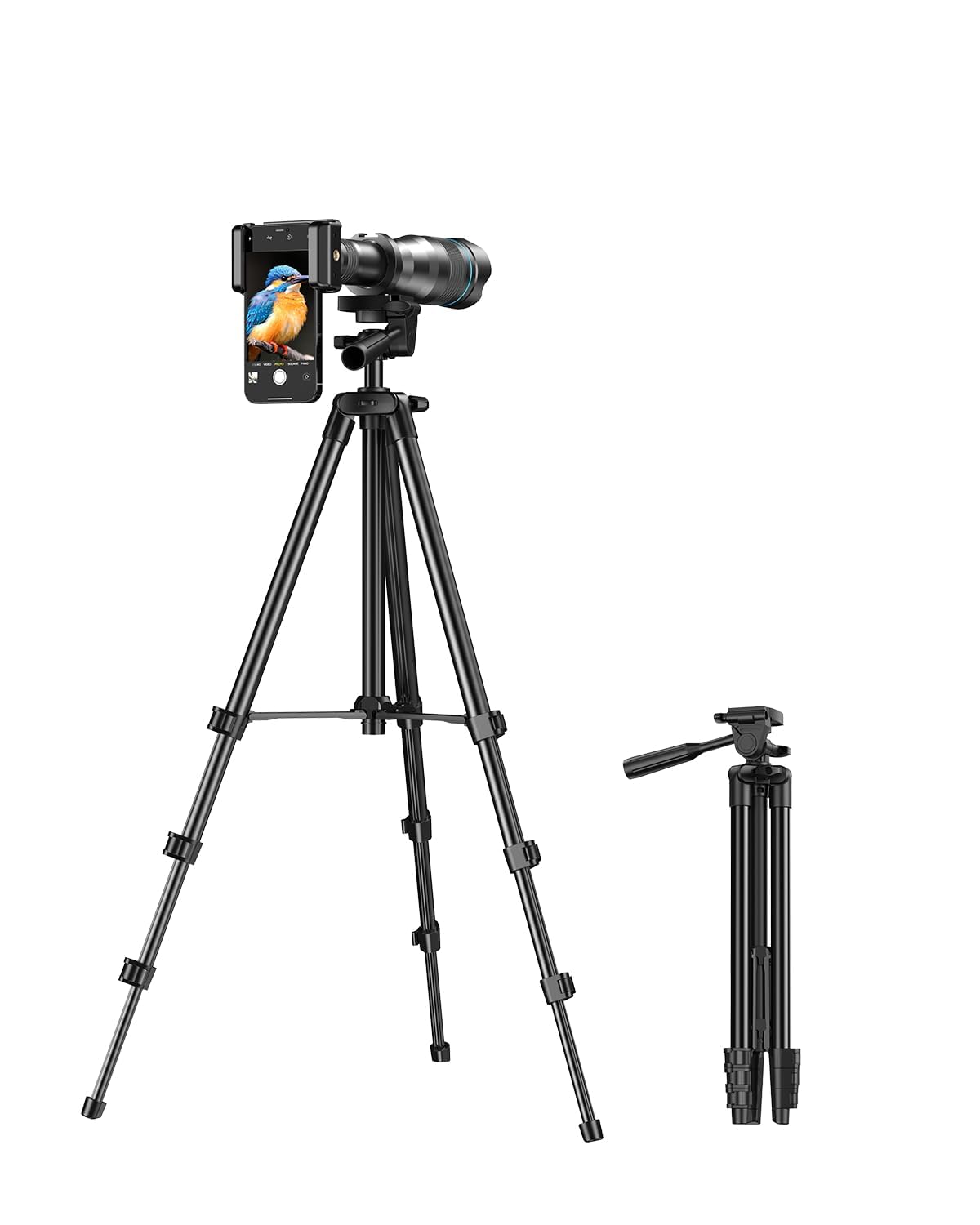 APEXEL High Power 60X HD Telephoto Lens, High Power Telephoto Mobile Cell Phone Lens with Extension Tripod and Wireless Remote for iPhone 15 Pro/14