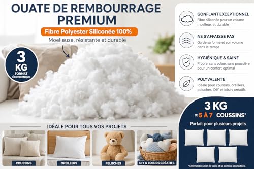 L22G Ouate de Remplissage et Rembourrage – Fibre Creuse Siliconée 1000g – vue 2