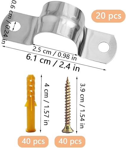 Miniatura 3 de 20 correas de tubo rígidas de acero inoxidable, correa de dos agujeros, clip de tubo de soporte en U, abrazadera de tubo de acero inoxidable con 2