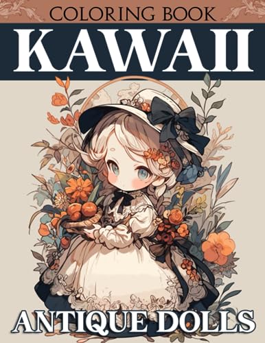Kawaii Antique Dolls Coloring Book: Cute Characters Coloring Pages With Vintage Elegant Attire Illustrations Special Gift For Grown Ups Fun & Relaxation image 2
