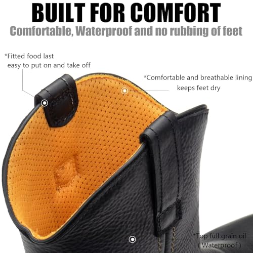 Image of SUREWAY 10in Mens Steel Toe Waterproof Wellington Work Boot,Heavy Duty Pull On Leather Work Boots,GoodyearWelted,Full Grain Leather,Industrial Safety boot Classic Cowboy Boot,EH Rated