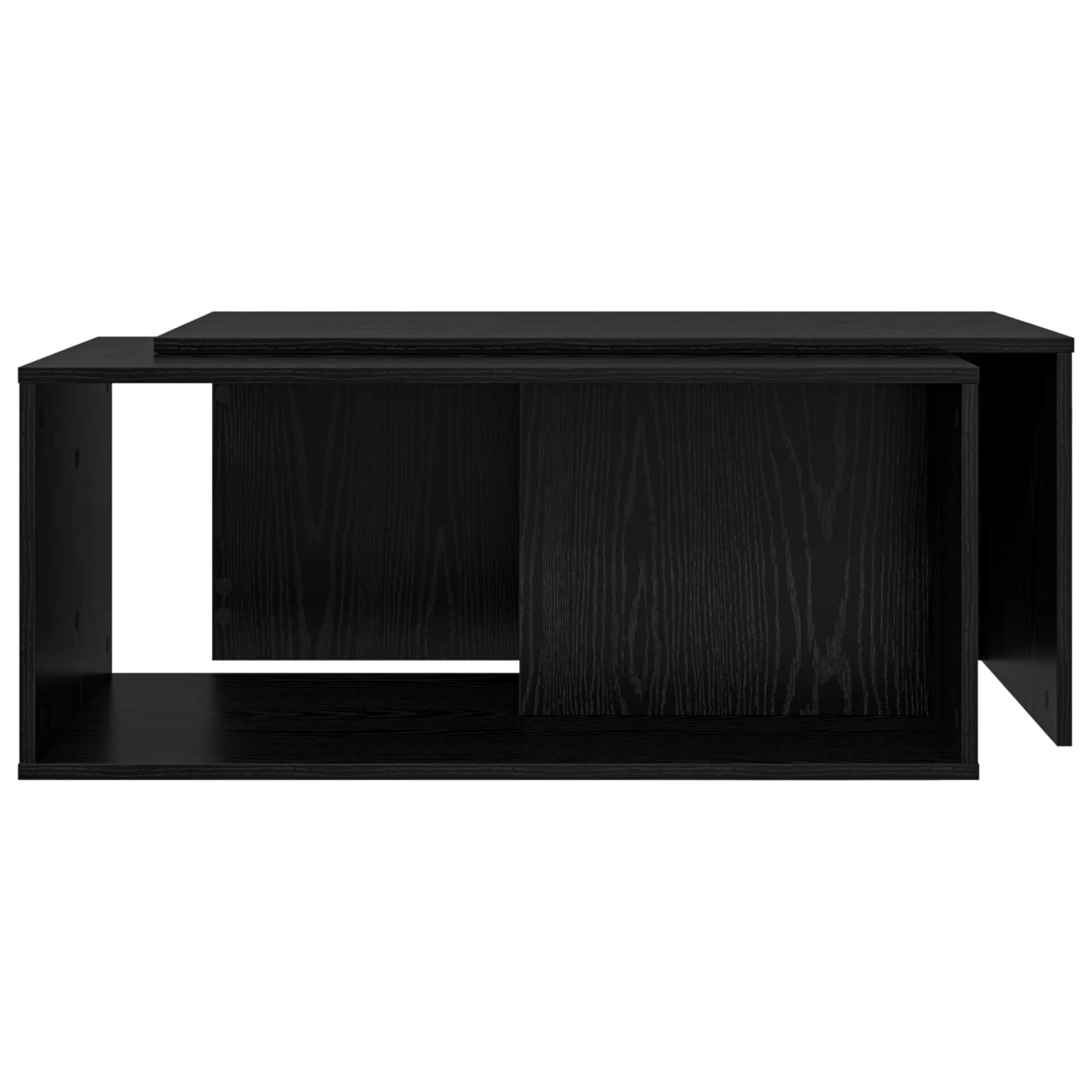 Set di 2 tavolini da caffè in legno effetto rovere, colore nero | Tavolini rettangolari per il soggiorno, posizionabili in modo flessibile e facile da pulire, con superficie stabile.