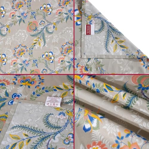 Image of Arvind Bedsheet Set - 100% Cotton Bedsheet for Double Bed (1 King Size Bedsheet with 2 Pillow Covers) Soft Breathable, 144 Thread Count - Slumber -Shade 10 (21031-B) | Natural