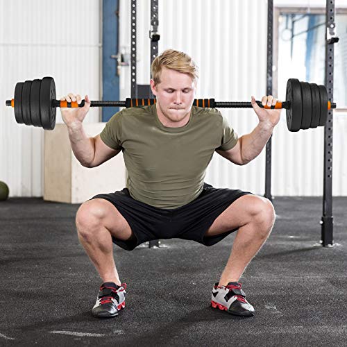 BOSWELL Adjustable 5/15/20/33/66 lbs Weights Barbell Dumbbells Set, Weights Dumbbells Non-Slip Neoprene Hand with Connecting Rod for Adults Women Men Fitness,Home Gym Exercise Training Equipment