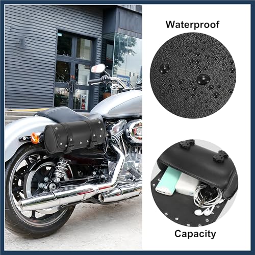 Bolsa de Herramientas para Horquilla y Manubrio de Motocicleta Universal, Estilo Elegante, Impermeable, Cuero Sintético Negro miniatura 4