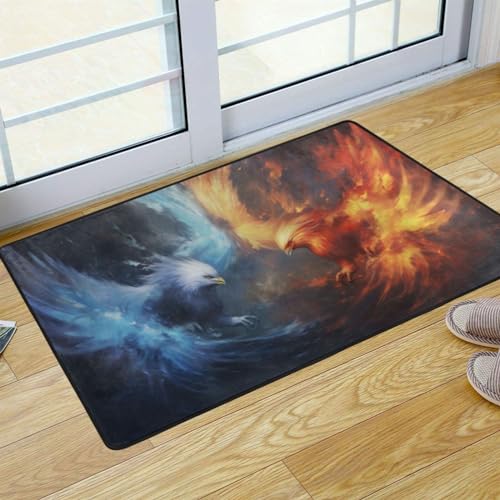 UMIRIKO Ice Fire Flame Bald Eagle Fighting Kitchen Rug Mats Anti Fatigue Non Slip Mats Kitchen Mats for Floor Kitchen Decor 36x24 Inch 202a5275