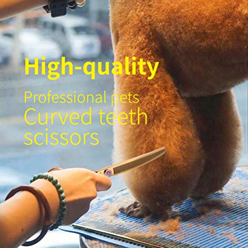 Fenice Peak Professional Dog Grooming Scissors Pet Curved Thinning Shears 7.0'' Extremely Sharp Blades 440C Steel Thinning Scissors Durable Smooth Motion & Fine Cut For Dogs And Cats(Gold) #TOP6