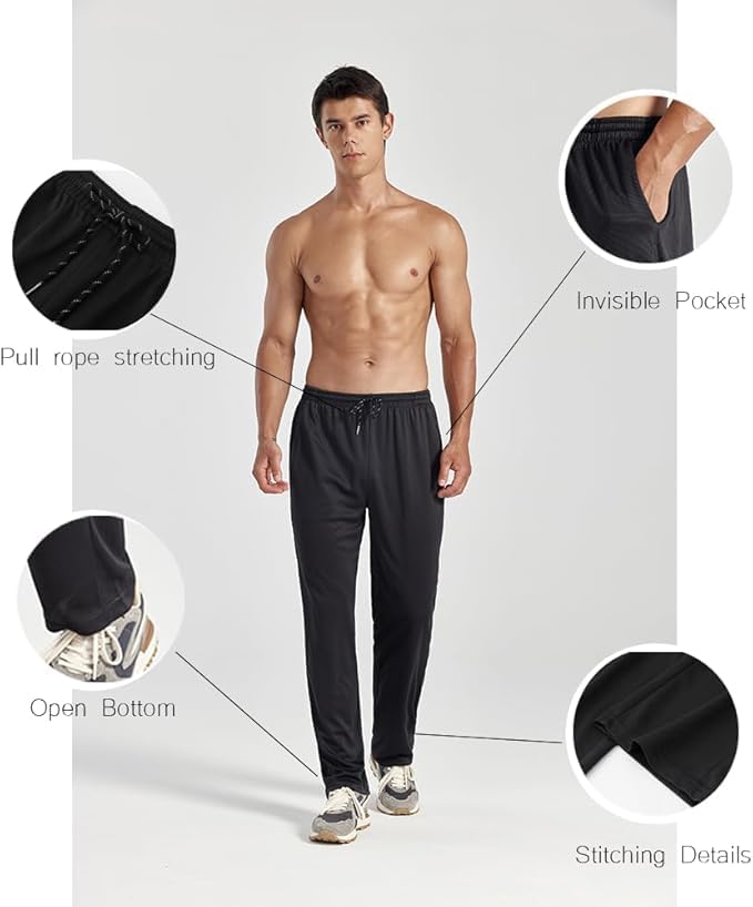 ZH 3-Pack Men's Mesh Jogger Pants, Comfortable Athletic Pants with Pockets for Active Wear, Lightweight & Breathable4
