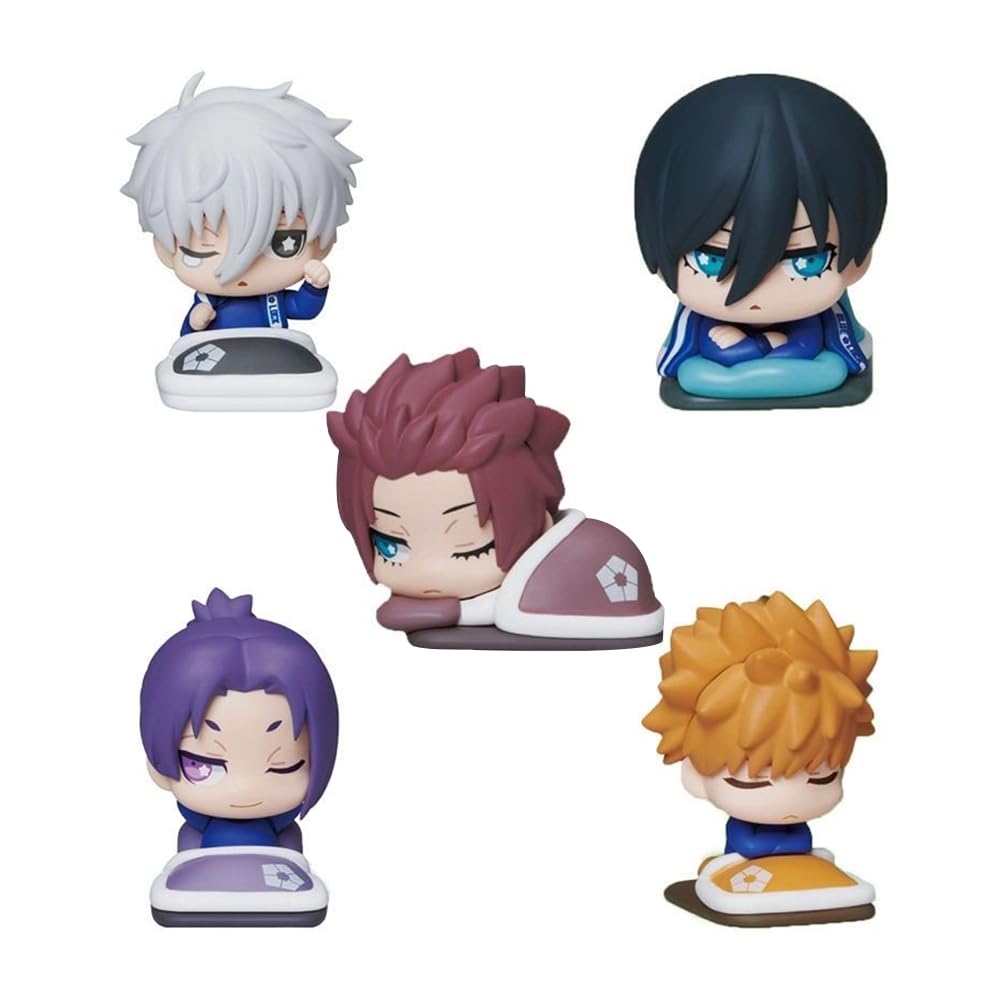 Zhongkaihua 5Pcs Seishiro Itoshi Sae Reo Mikage Sleeping Ver Figurine 5CM Anime Model Statue Home Desk Decoration Gift