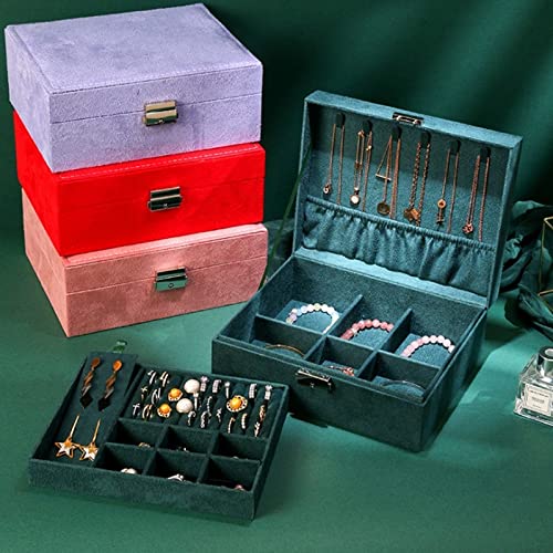 Organizzatore di gioielli Borsa di cosmetica di velluto retrò creativa semplice a doppio strato di gioielli a doppio strato Organizzatore di gioielli piccolo(Purple)