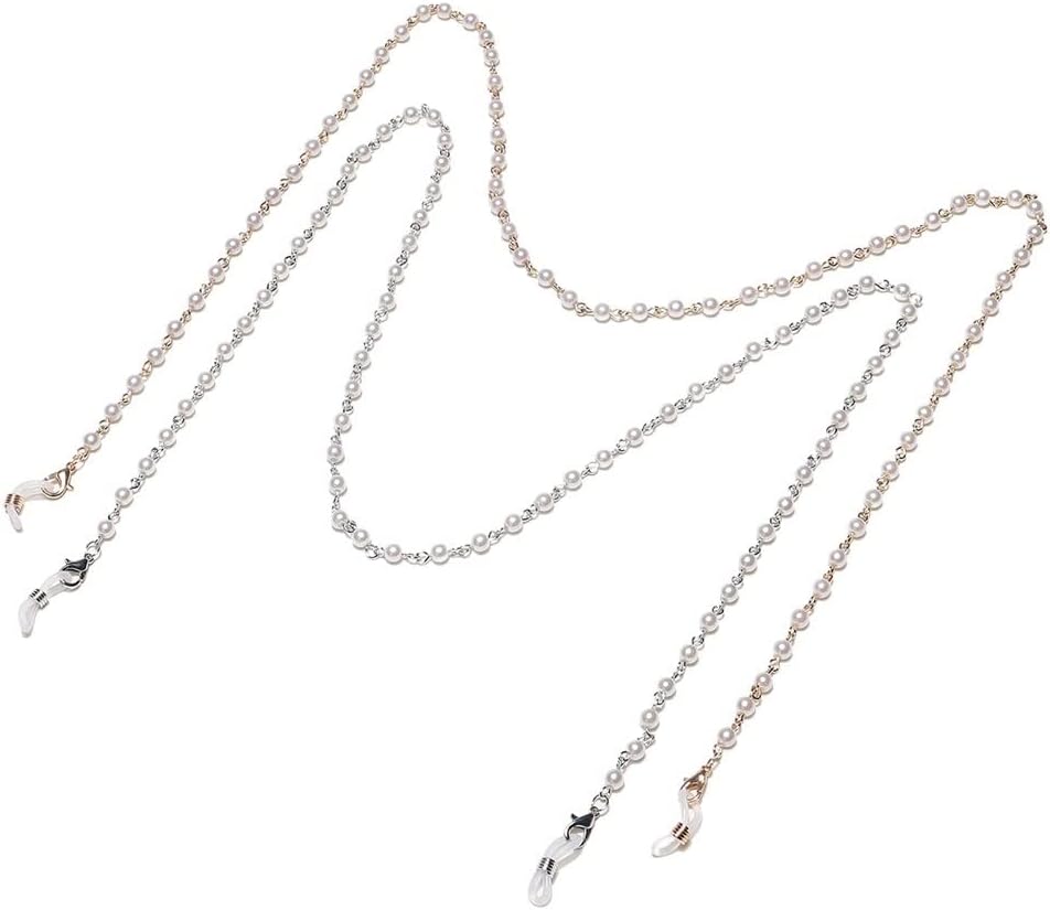 Two-Piece Eyeglass Chain Gold 5mm Pearl Eyeglass Cord