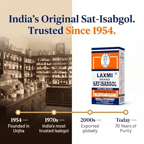 Image of Laxmi Sat Isabgol Psyllium Husk Powder-600 gm | For Constipation Relief & Gut Health | High Fiber Supplement | Supports Easy Bowel Movement, Digestive Wellness & Bloating Relief | 200 gm (Pack of 3)