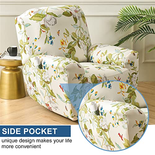 Niluoh Recliner Slipcover 4 Pieces Stretch Printed Lazy Boy Chair Covers With Side Pocket Recliner Sofa Couch Cover Anti-Slip Fitted Recliner Cover Furniture Protector With Elastic Bottom,11 #TOP1