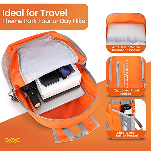 Image of ZOMAKE Lightweight Packable Backpack, Water Resistant Foldable Daypack 35L | Light Hiking Backpacks Collapsible Day Pack for Travel, Everyday Carry, Multi Compartment Storage, Adjustable Strap (Orange)