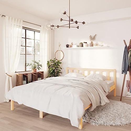Myheimly Kiefer Massivholzbett Bettgestell Bett Holzbett Futonbett Bettrahmen Schlafzimmerbett Schlafzimmermöbel Natur,120 x 190 cm