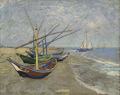 Tableaux Graffiti Art Mural Van Gogh Bateaux de pêche impression sur toile 60x90cm poster