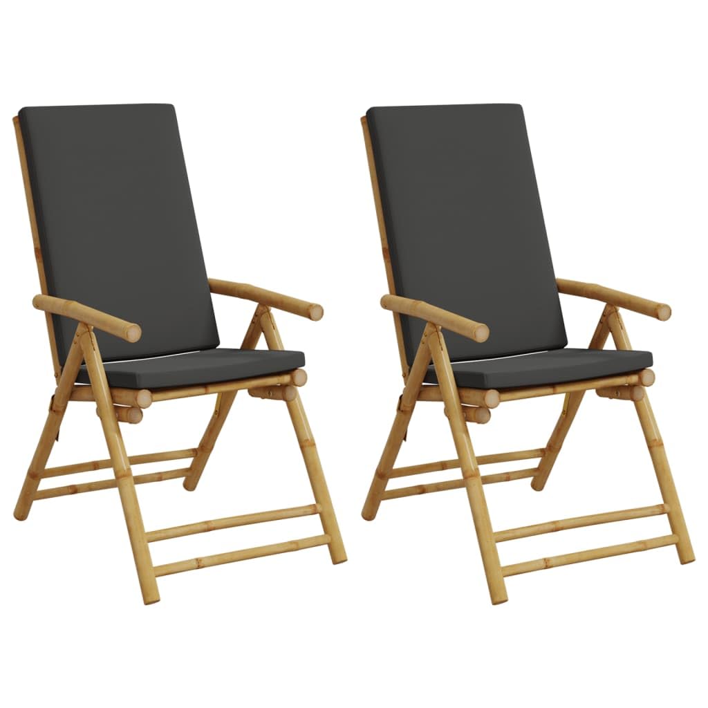 Fauteuil pliable extérieur inclinalbe et chaise de jardin en bambou avec coussin