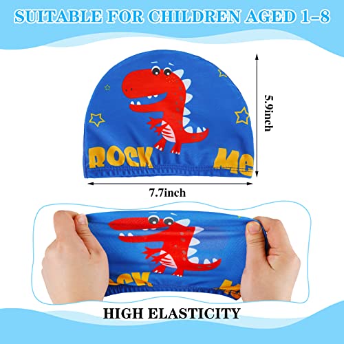 Image of 3 Pieces Kids Swim Caps for Boys Girls Waterproof Swimming Cap Pool Cap for Kids Child Swim Caps for Toddler Youth (Vivid Style)