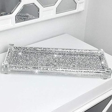 Touch of Vogue® diamond crushed Tray Trimmings Crystal Filled Diamond Kitchen Silver Cover