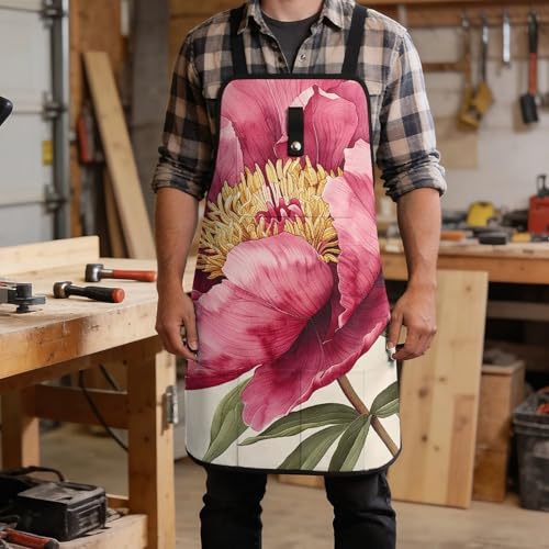 Delantal entero con bolsillos Flower Peony Dark Peach miniatura 5