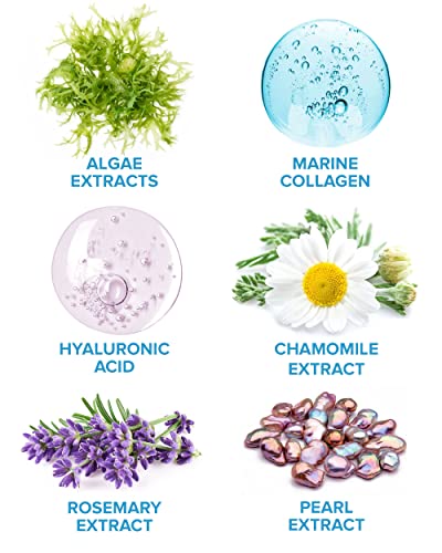 Maree Pearl Eye Masks & Facial Masks - Natural Marine Collagen, Hyaluronic Acid Anti-Aging Treatment For Eyes & Face - Reduces Wrinkles, Puffy Eyes, Dark Circles, Dry Skin - 12 Eye Masks, 6 Face Masks #TOP4