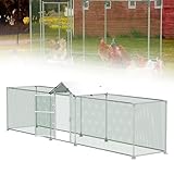 QEENTOE Hühnerhaus Freilaufgehege aus Verzinktes Stahlrohr,Mit PE Dach&Bodennägeln...