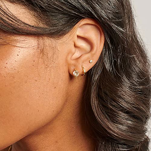 Small Gold Hoop Earrings for Women 14k Real Gold Plated Cubic Zirconia Huggie Earrings Tiny Cute Cartilage Hypoallergenic Earrings Jewelry Gifts for Women3