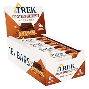 Trek High Protein Flapjack Cocoa Oat, 50 g – Gluten Free Bars – Healthy Snack Bars – Plant Based Protein – Vegan Bars (Pack of 16 Bars) | L0572375-P107199021-M107199013