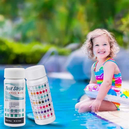 150Pcs Pool Teststreifen 6 IN 1 PH Teststreifen Pool Wasser Teststreifen Pool Tester Chlor Teststreifen für Pool Messstreifen Gesamthärte,Freiem Chlor,Brom,Gesamtchlor,Alkalität und PH-Wert