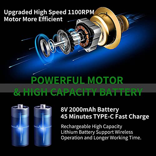 Dextra 2 In 1 Cordless Grass Shear & Hedge Trimmer With Gardening Gloves, 8V Electric Handheld Shrubber Trimmer Grass Cutter With 2000Mah Rechargeable Battery&Charger, 45Min Fast Charge (Light Green) #TOP5