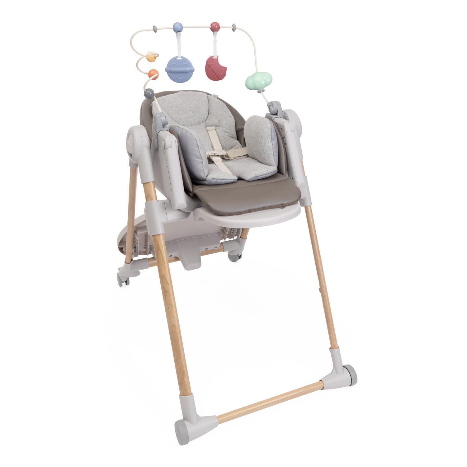 Chicco - Barre de Jeu pour Chaise Haute Chicco Polly Armonia, Accessoire pour Chaise Haute, Développe la Coordination de Bébé, 0 m Plus, avec Peluches et Anneau de Dentition Détachables