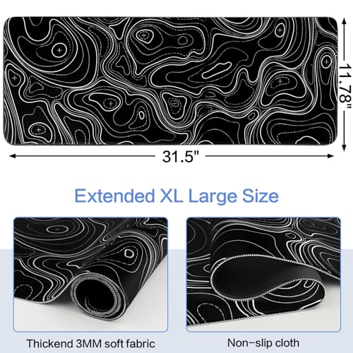Gaming Mouse Pad Topographic Contour Large Desk Mat Long Computer Keyboard Mouse Mat Mousepad