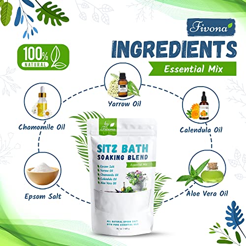 Fivona 2-In-1 Sitz Bath Soak Kit Over The Toilet Seat With Epsom Salt With Essential Oils Blend For Hemorrhoids And Postpartum Care Ideal For Perineal Soaking And Fast Irritation Relief #TOP4