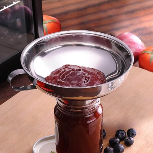 Image of Curated Cart 3pcs Canning Funnel for Wide Mouth and Regular Mason Jars, Stainless Steel Kitchen Use Funnels with Strainer for Filling Bottles, Metal Funnel Set for Oil, Powder, Jam, Grains