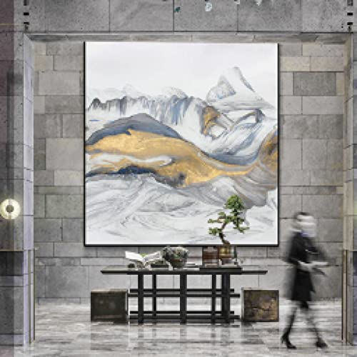 Golden Mountain Affiches et Gravures Toile Mur Art Abstrait Moderne 40x40cm