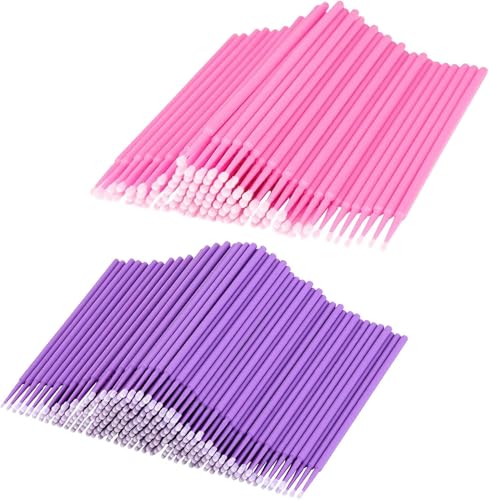 LauCentral 200PCS Micro Applicator Brushes for Makeup - Disposable Mascara Wands for Eyelash Extensions Precision Eye Makeup Tools Micro Brushes for Lashes