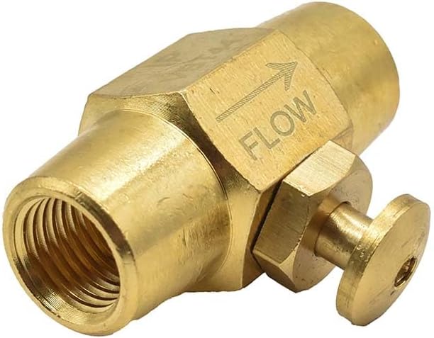 Interstate Pneumatics VBT44 - Brass Button Valve 1/4 Inch x 1/4 Inch Female NPT, Red, Small, AMT-VBT44