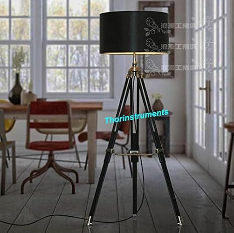 THOR INSTRUMENTS Classic Design for Contemporary or Traditional Living Rooms Black Wood Tripod Lamp Rustic Vintage Home Decor Gifts