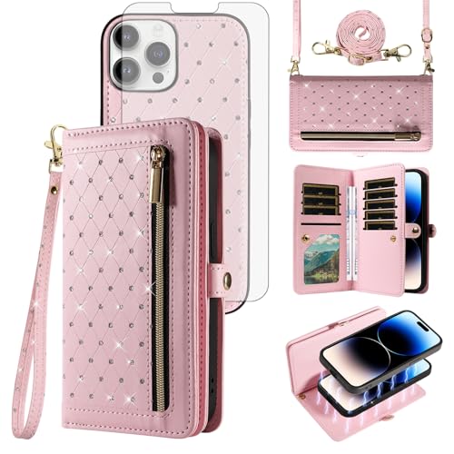 Coque iPhone 14 Pro paillettes avec dragonne pour des sorties l'esprit libre