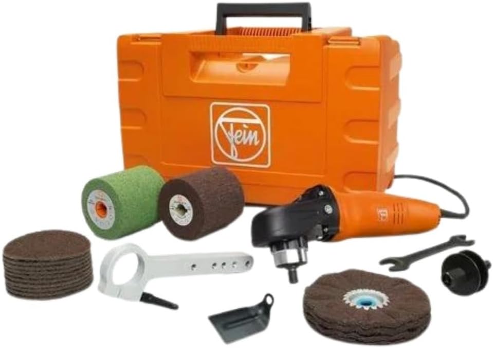 Fein WPO 14-25 E Stainless Steel Professional Set for Applications in Surface Processing - Polishing & Grinding, 1200W, Variable Speed, Ergonomic & Safety Features - 72214950080