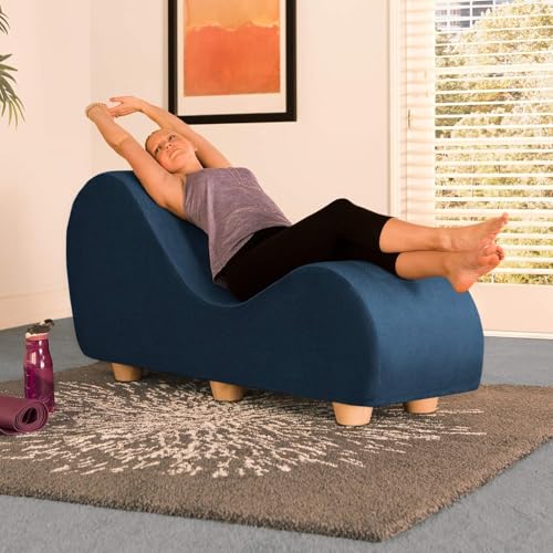 Image of Faux Leather Yoga Stretch Chair Couch - Play, Relax & More | Love Seat for Couples, Fun, & Flexibility! (Marine)