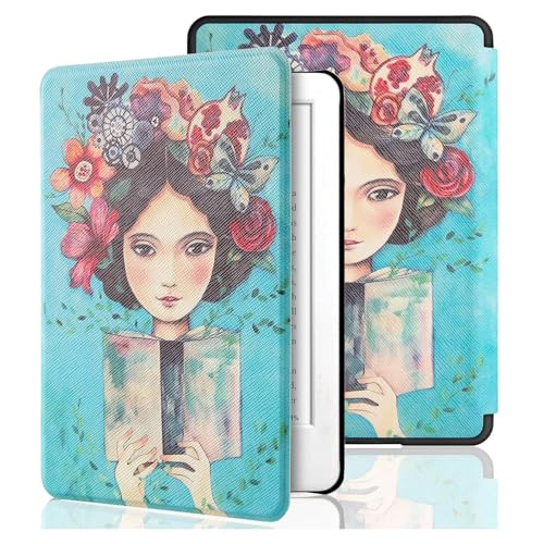 Image of MOCA Case for Kindle Paperwhite 12th Gen 7 inch (2024) & Kindle Colorsoft 7 inch (2025), Slim PU Leather Cover with Auto Wake /Sleep, Magnetic Closure, Lightweight (Reading Girl)