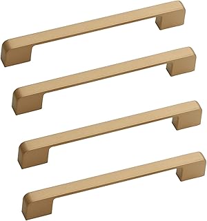 Caylingdee 5 Inch Kitchen Square Cabinet Handles Pulls Gold Cabinet Pulls Drawer Pulls Kitchen Cabinet Hardware Kitchen Handles for Cabinets Cupboard Handles Drawer Handles, Pack of 4