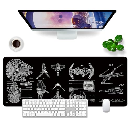 VYEUIAO Schwarz Mauspad Gaming Schreibtischunterlage 800x300mm XL Mousepad...