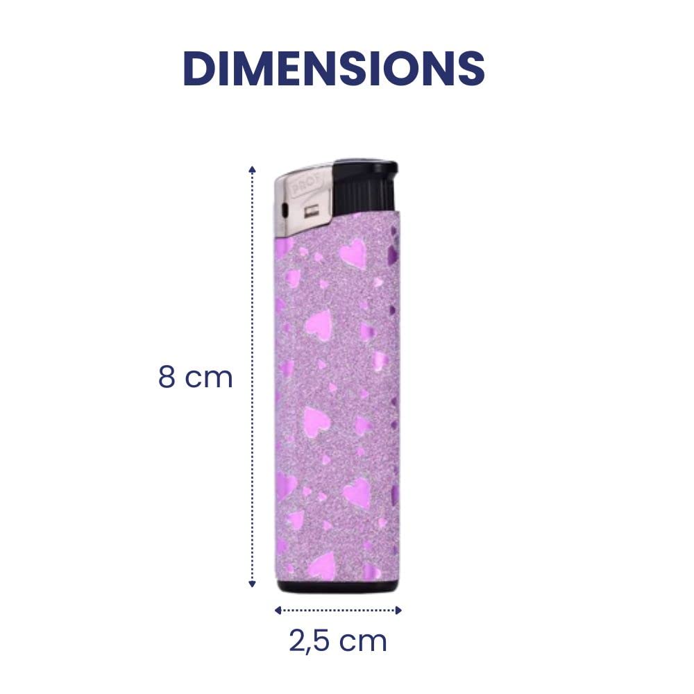 Lot De 5 Briquets Pailletés Cœur Shiny Heart Strass – Scintillants & Glamour, 8 Cm, Rechargeables