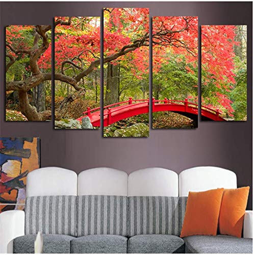 Impressions sur toile automne pont paysage pour décoration murale grand format