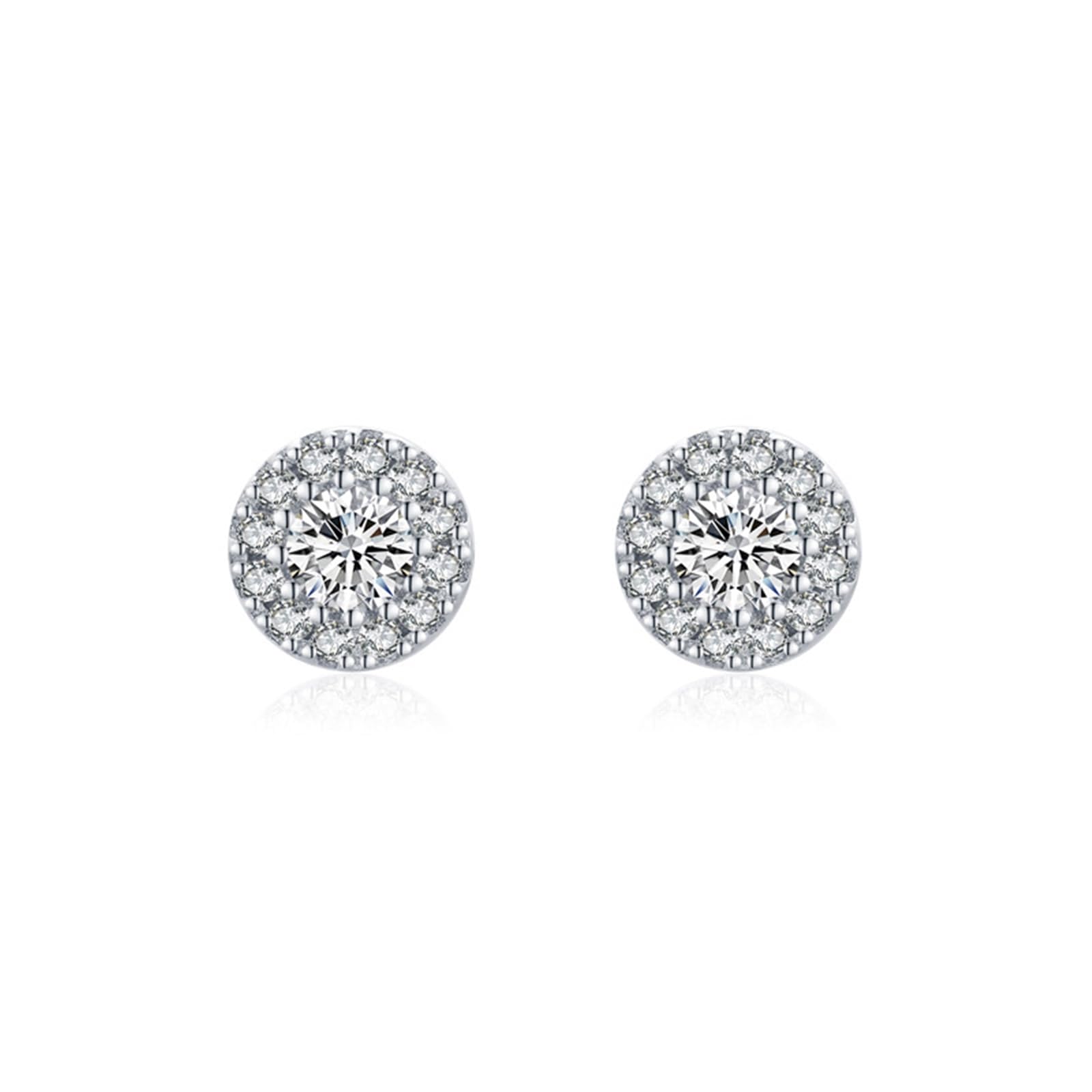 Orecchini a perno da donna, in oro 9/14/18 carati, con pavé di moissanite, in vero oro
