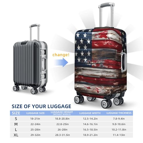 Vintage American Flas Travel Luggage Cover Elastic Suitcase Covers Washable Anti Scratch Luggage Dust Covers Protector, Fits 18-21 inch Luggage, S4
