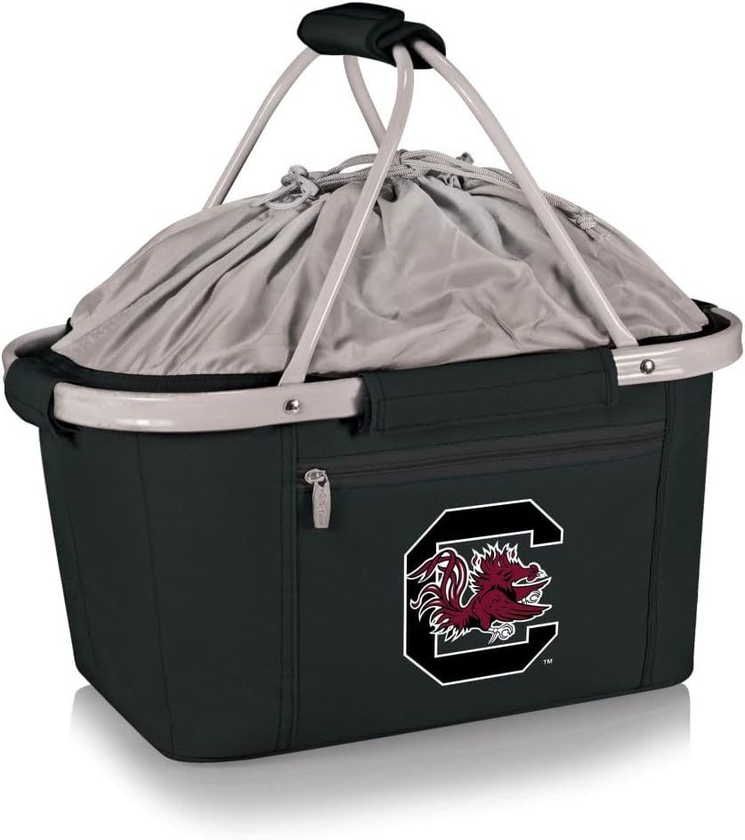 NCAA South Carolina Gamecocks Metro Shopping Basket - Insulated Picnic Basket - Collapsible Market Basket - Utility Tote Cooler Bag