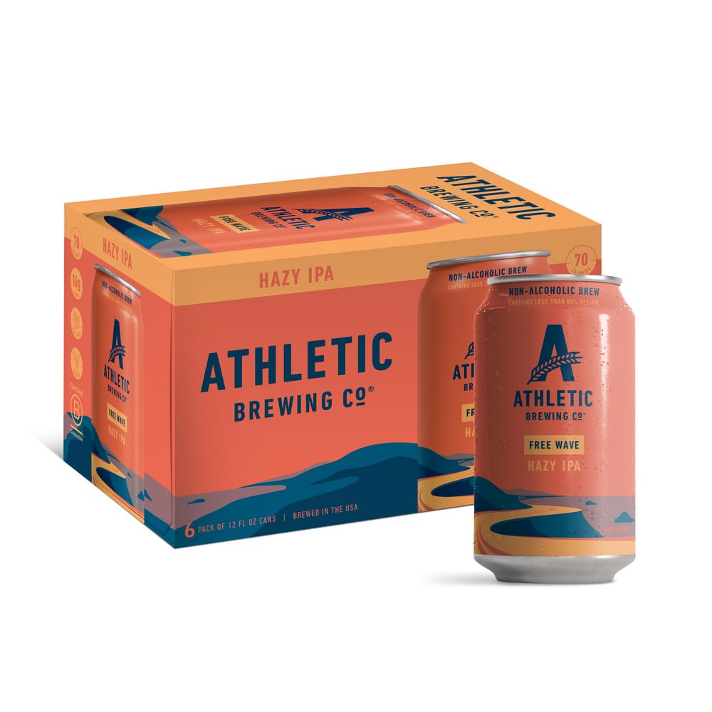 Athletic Brewing Company Craft Non-Alcoholic Beer - 6 Pack x 12 Fl Oz Cans - Free Wave Hazy
